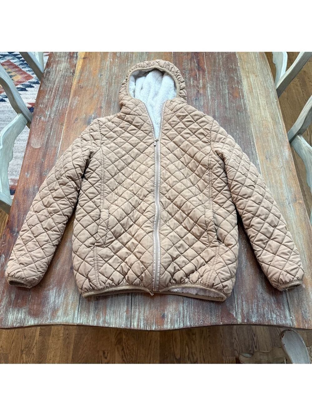 Vangull Beige Quilted Puffer Jacket Medium